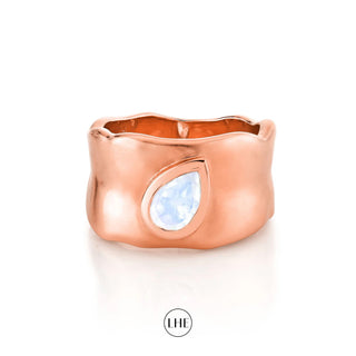 Water Drop Moonstone River Cigar Band Rose Gold 3  by Logan Hollowell Jewelry