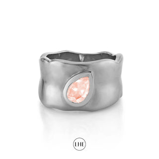 Water Drop Morganite River Cigar Band White Gold 3  by Logan Hollowell Jewelry