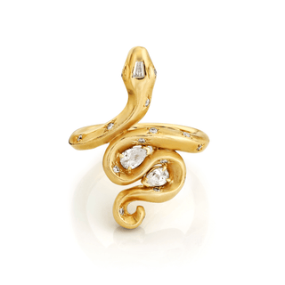 Kundalini Snake Ring w/ Pear Diamonds Yellow Gold 3  by Logan Hollowell Jewelry
