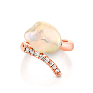 Baroque Pearl Tusk Ring Rose Gold 3  by Logan Hollowell Jewelry