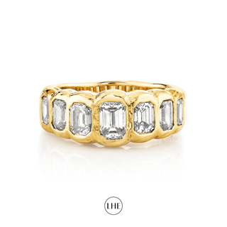 Graduated Emerald Cut Diamond River Ring Yellow Gold 3 Lab-Created by Logan Hollowell Jewelry