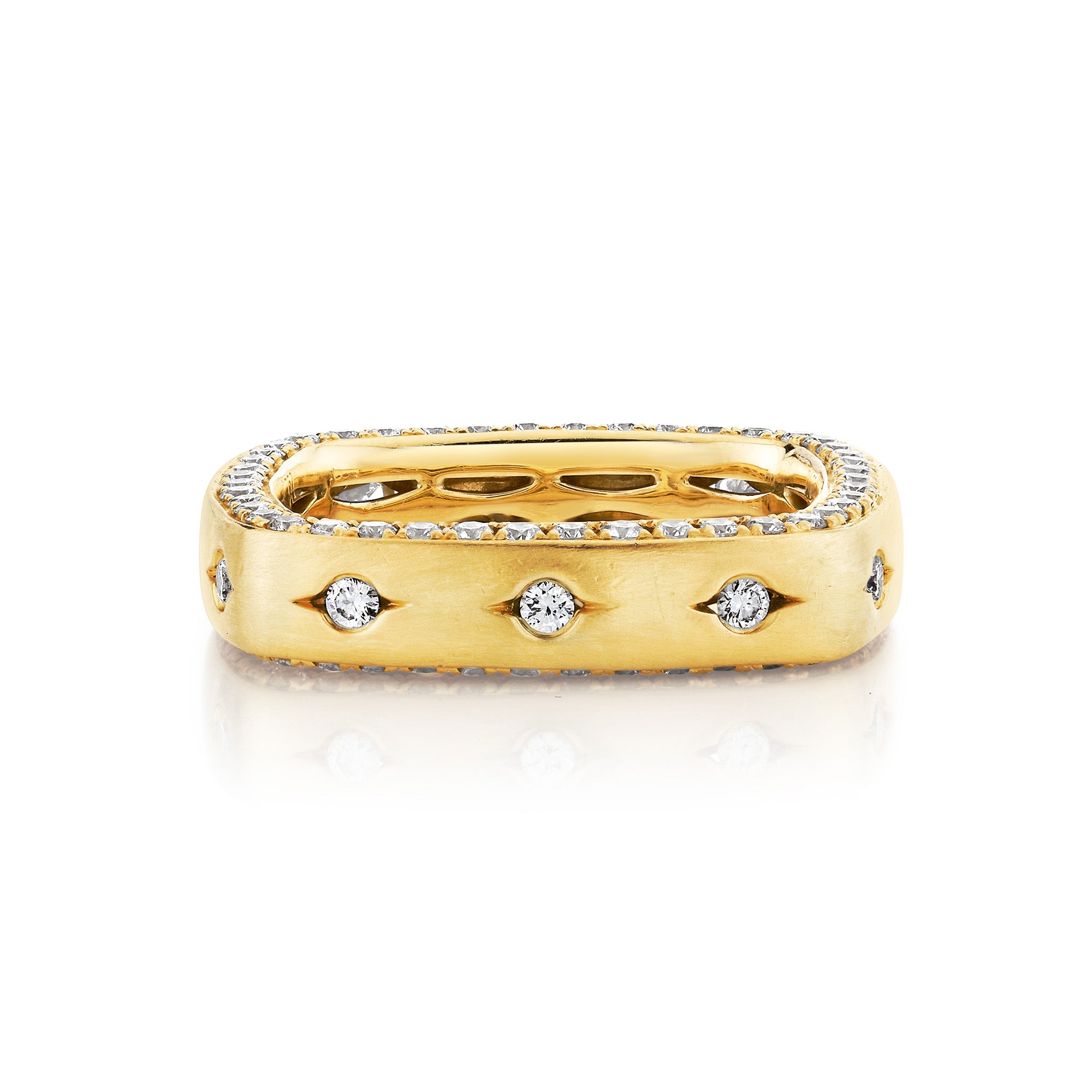 12 Wishes Square Diamond Ring Yellow Gold 3 by Logan Hollowell Jewelry