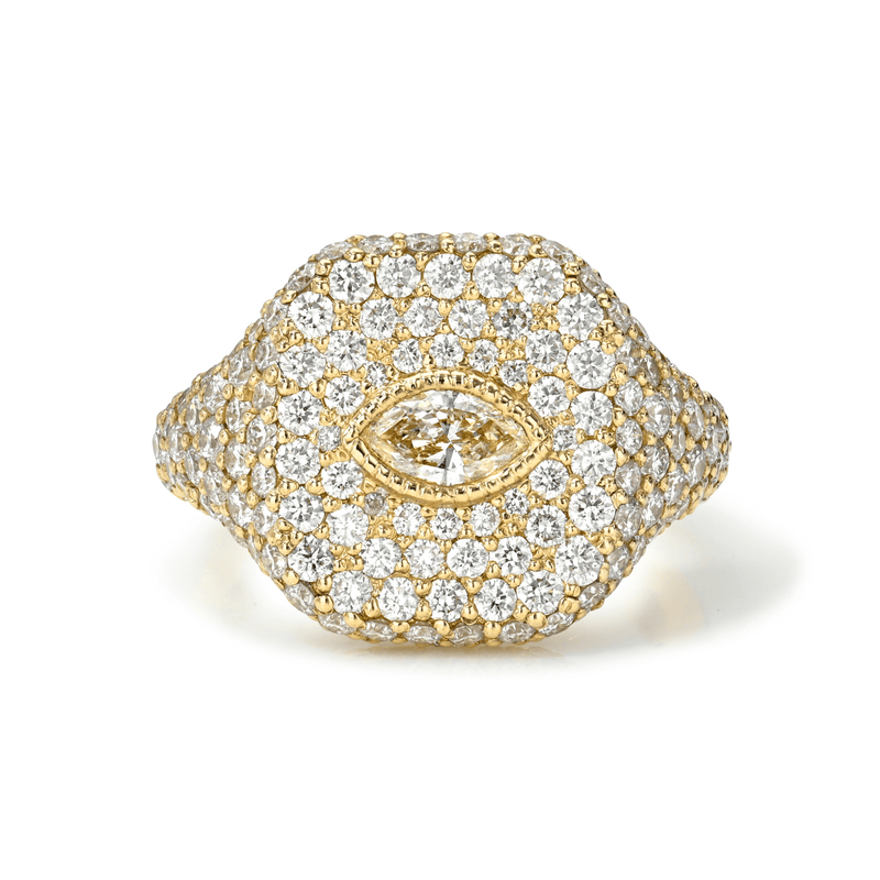 Angel Eye Signet Ring Yellow Gold 5 by Logan Hollowell Jewelry