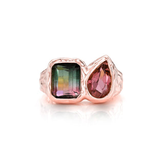 Toi Et Moi River Watermelon Tourmaline and Tourmaline Ring Rose Gold 3 by Logan Hollowell Jewelry