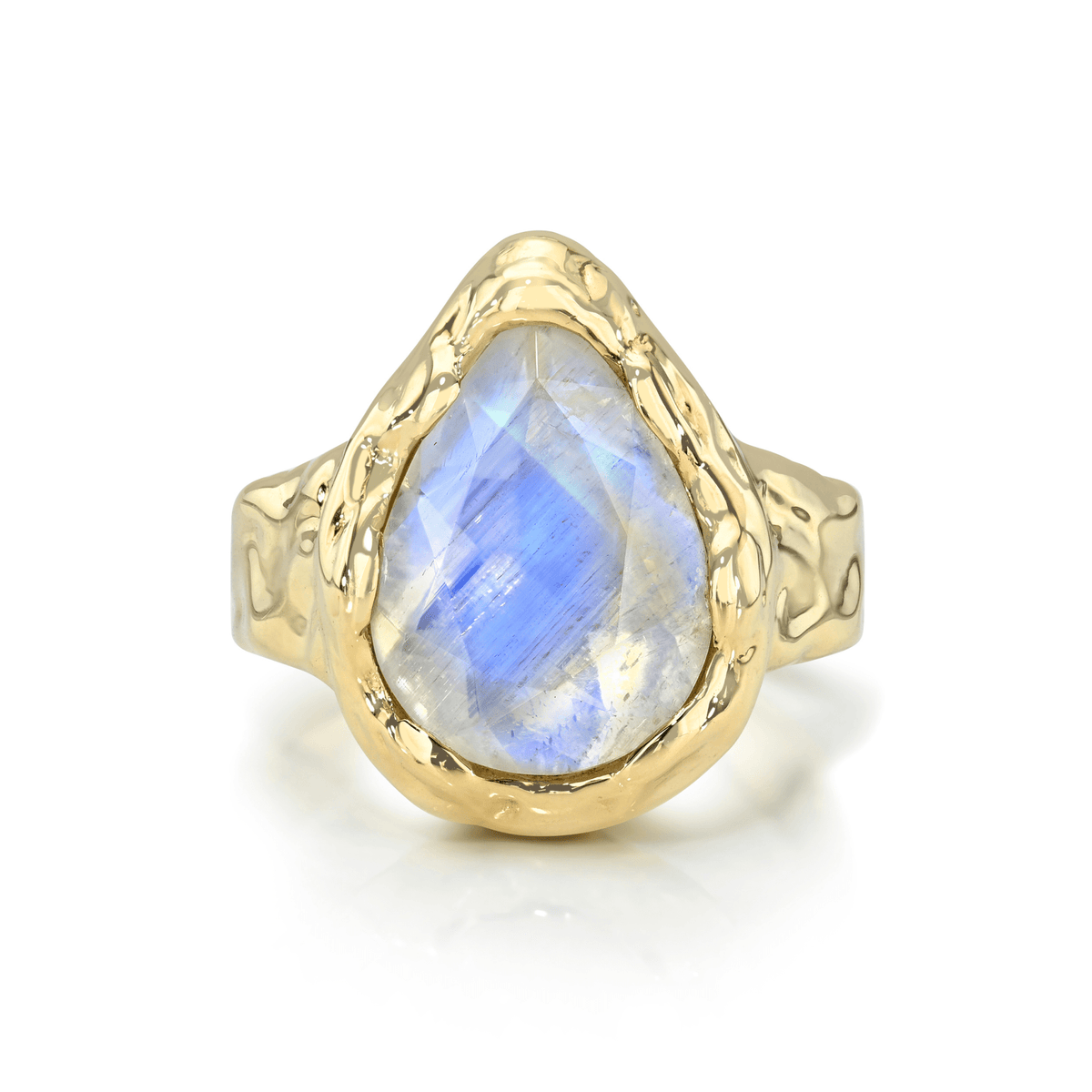 Medium River Queen Moonstone Ring Yellow Gold 6 by Logan Hollowell Jewelry