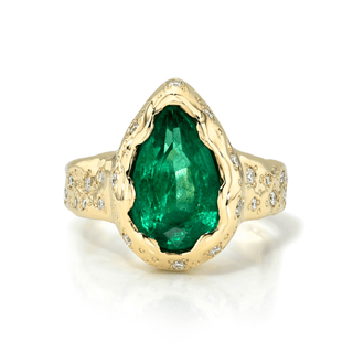 Classic River Queen Emerald Ring with Oracle Set Diamonds | Ready to Ship Yellow Gold 6 by Logan Hollowell Jewelry