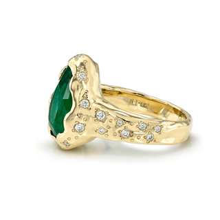 Classic River Queen Emerald Ring with Oracle Set Diamonds    by Logan Hollowell Jewelry