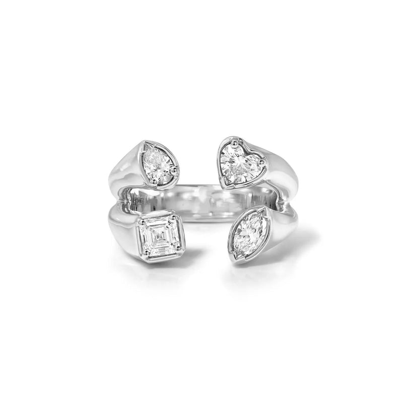 Petite Fortuna Diamond Ring White Gold 3 by Logan Hollowell Jewelry