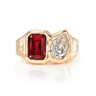 Toi Et Moi River Ruby and Diamond Ring Rose Gold 3 by Logan Hollowell Jewelry