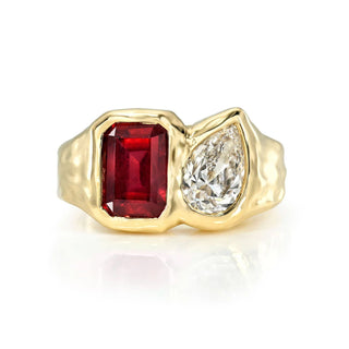 Toi Et Moi River Ruby and Diamond Ring | Ready to Ship Yellow Gold 3 by Logan Hollowell Jewelry