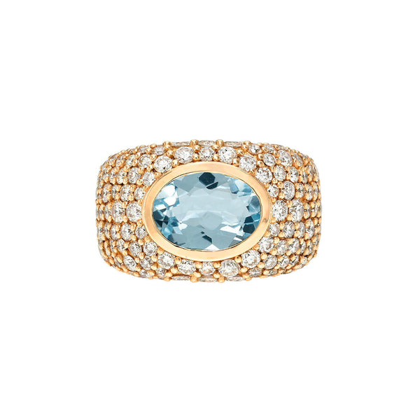 The OG Aquamarine Signet Ring Rose Gold 3 by Logan Hollowell Jewelry