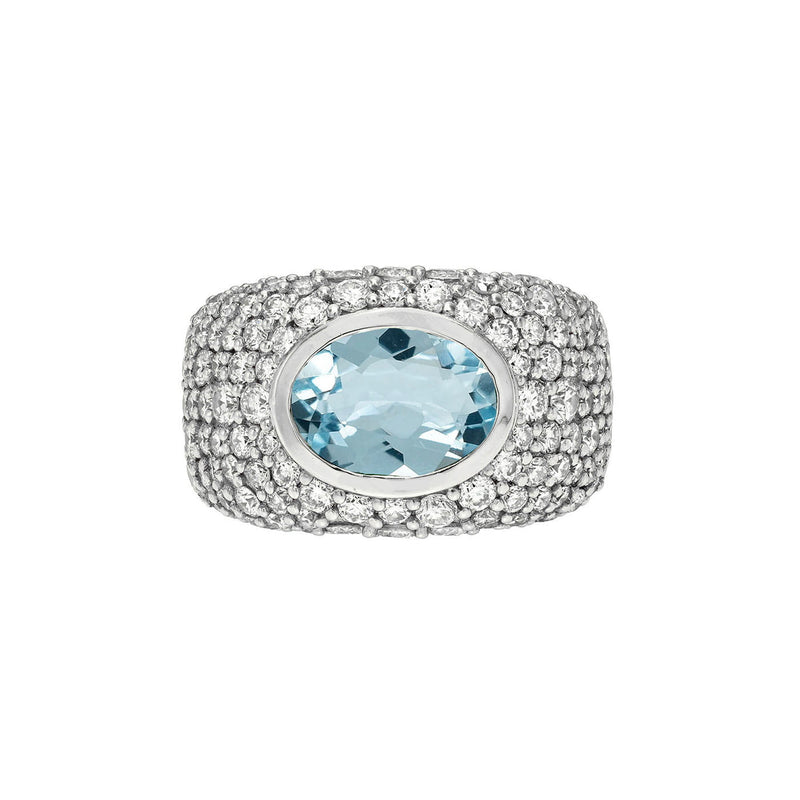The OG Aquamarine Signet Ring White Gold 3 by Logan Hollowell Jewelry
