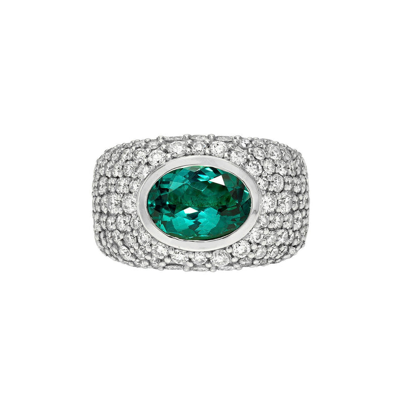The OG Lagoon Tourmaline Signet Ring White Gold 2.5 by Logan Hollowell Jewelry