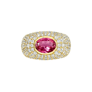 The OG Rubelite Signet Ring Yellow Gold 3 by Logan Hollowell Jewelry