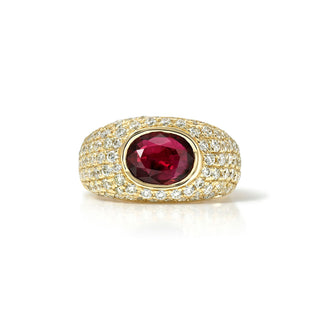 Ruby Signet Ring with Pavé Diamonds | Ready to Ship Yellow Gold 3 by Logan Hollowell Jewelry