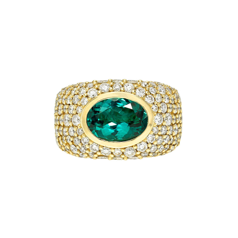 The OG Lagoon Tourmaline Signet Ring Yellow Gold 2.5 by Logan Hollowell Jewelry