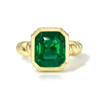 18k Emerald Cut Emerald Nautilus Ring | Ready to Ship Yellow Gold 5.5 by Logan Hollowell Jewelry