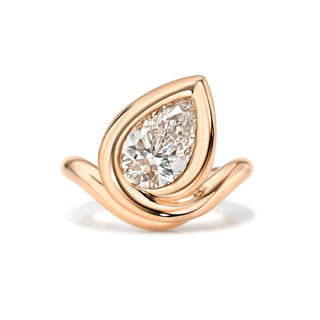 Enigma Water Drop Diamond Ring Rose Gold by Logan Hollowell Jewelry