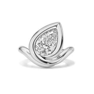 Enigma Water Drop Diamond Ring White Gold by Logan Hollowell Jewelry