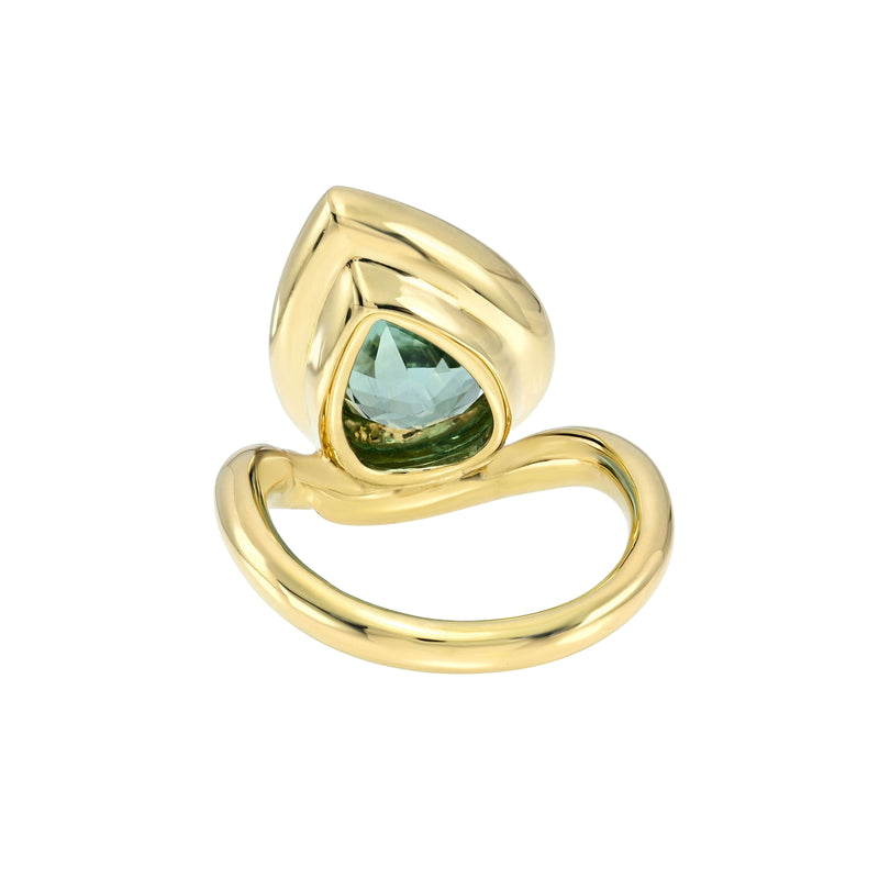 Enigma Water Drop Lagoon Tourmaline Ring by Logan Hollowell Jewelry