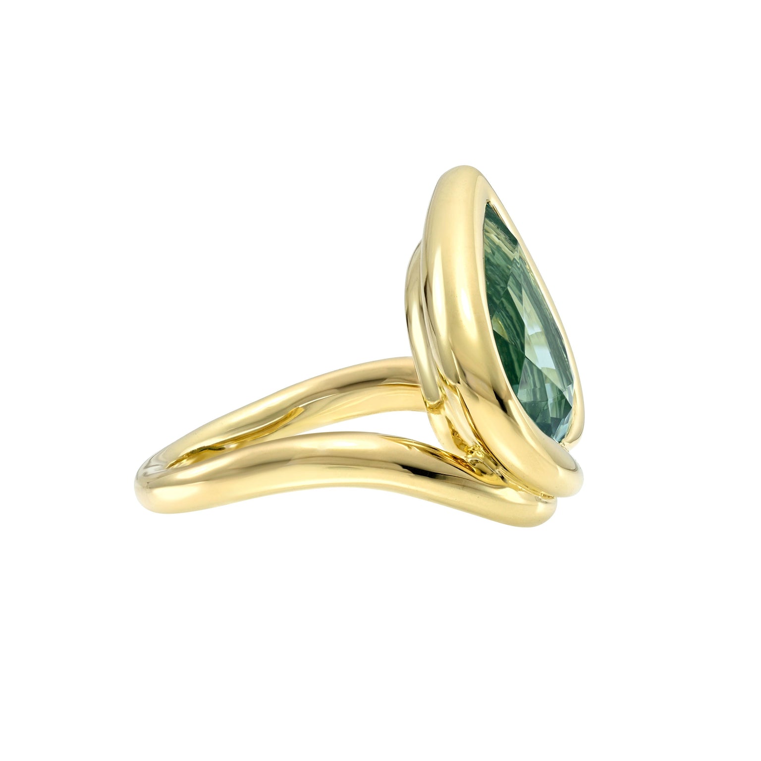 Enigma Water Drop Lagoon Tourmaline Ring by Logan Hollowell Jewelry