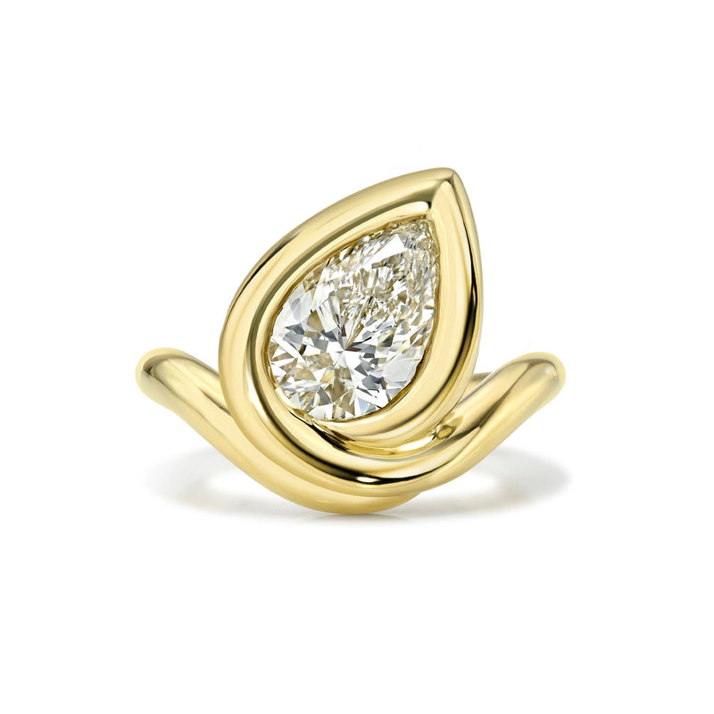 Enigma Water Drop Diamond Ring Yellow Gold by Logan Hollowell Jewelry