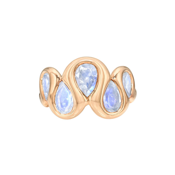 Enigma Reverse Water Drop Moonstone Ring Rose Gold 3 by Logan Hollowell Jewelry