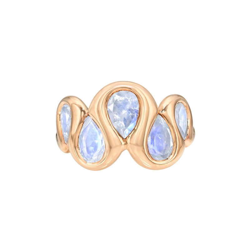 Enigma Moonstone Reverse Water Drop Ring Rose Gold 3 by Logan Hollowell Jewelry