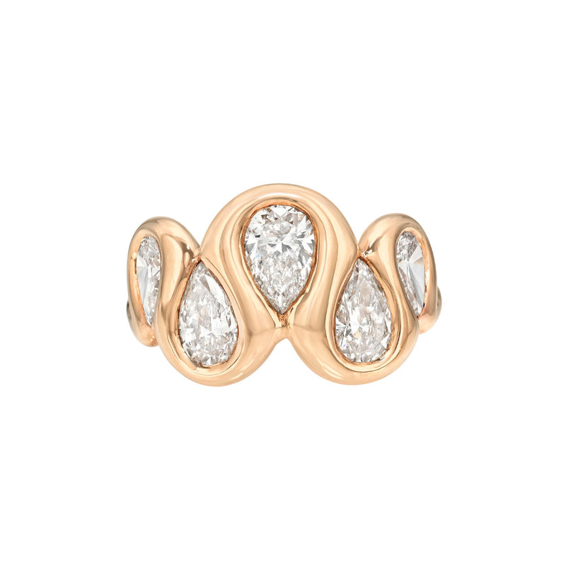 Enigma Diamond Reverse Water Drop Ring Rose Gold Lab-Created 3 by Logan Hollowell Jewelry