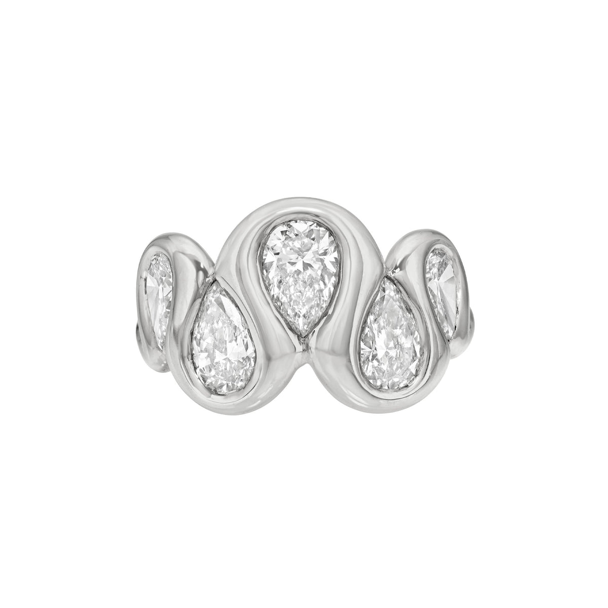 Enigma Reverse Water Drop Diamond Ring White Gold Lab-Created 3 by Logan Hollowell Jewelry
