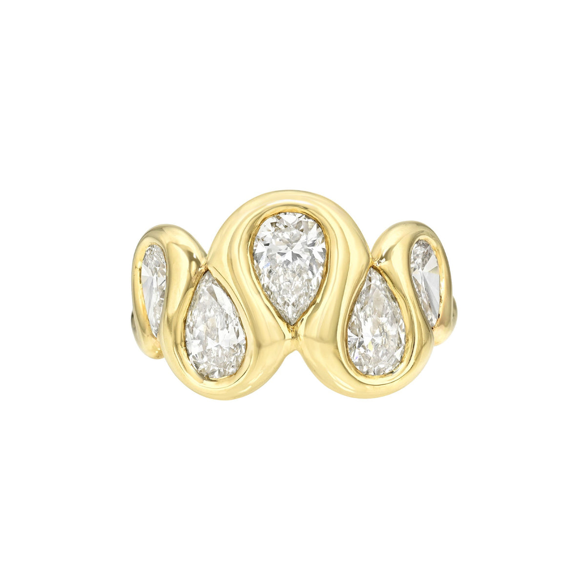Enigma Diamond Reverse Water Drop Ring Yellow Gold Lab-Created 3 by Logan Hollowell Jewelry