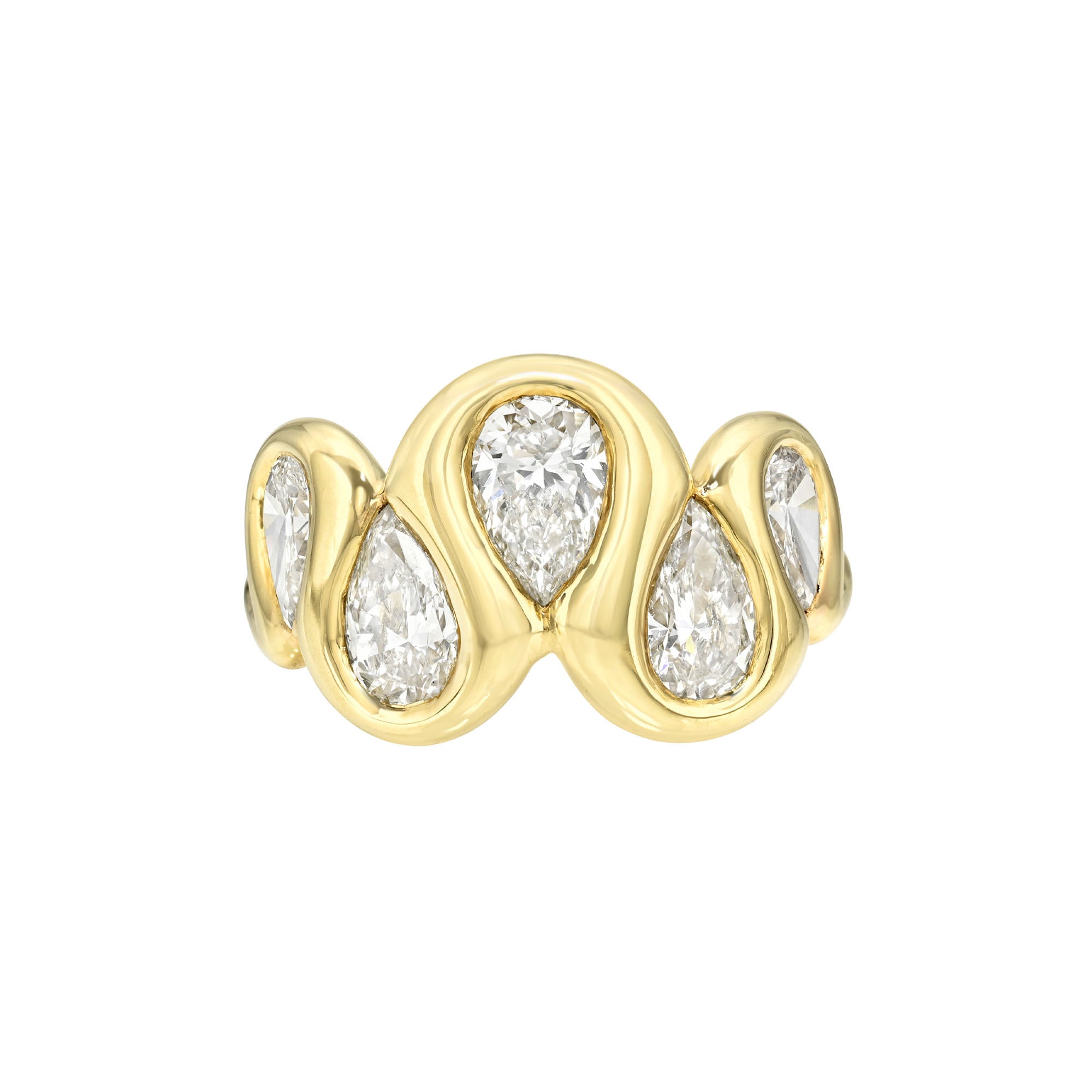Enigma Diamond Reverse Water Drop Ring Yellow Gold Lab-Created 3 by Logan Hollowell Jewelry