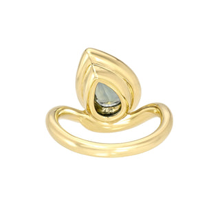 Enigma Water Drop Teal Sapphire Ring by Logan Hollowell Jewelry