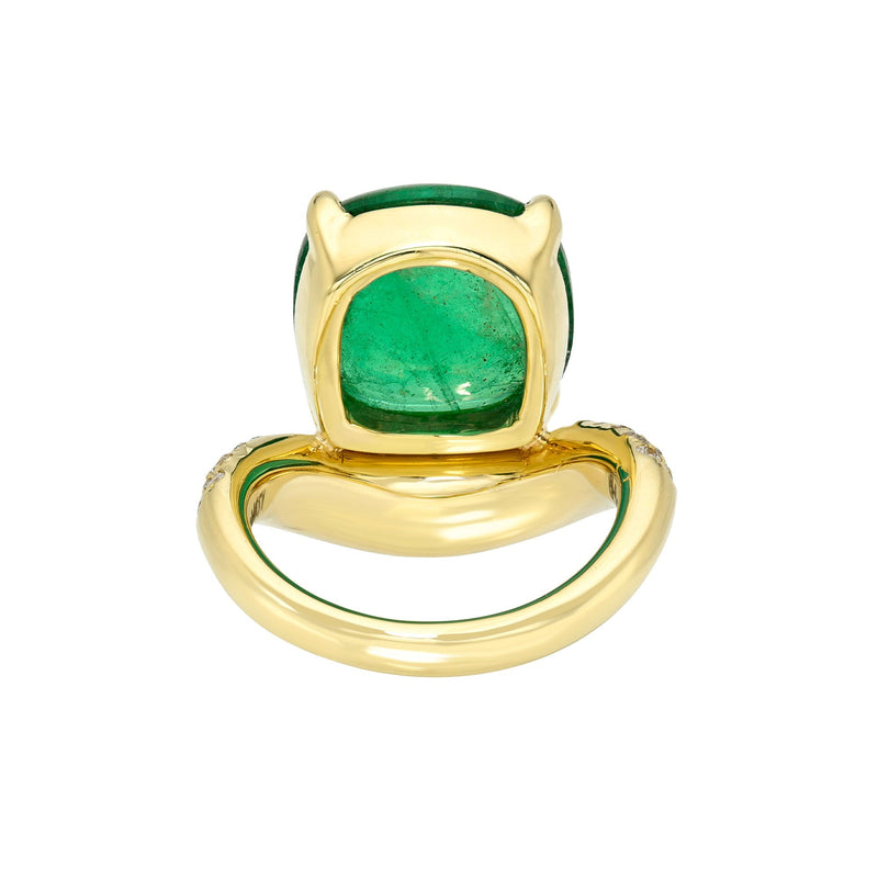 Emerald & Diamond Enigma Wave Ring by Logan Hollowell Jewelry