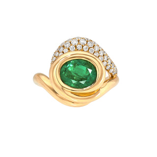 Enigma Emerald Pavé Ring Rose Gold 3 by Logan Hollowell Jewelry