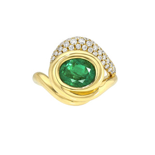 Enigma Emerald Pavé Ring Yellow Gold 3 by Logan Hollowell Jewelry