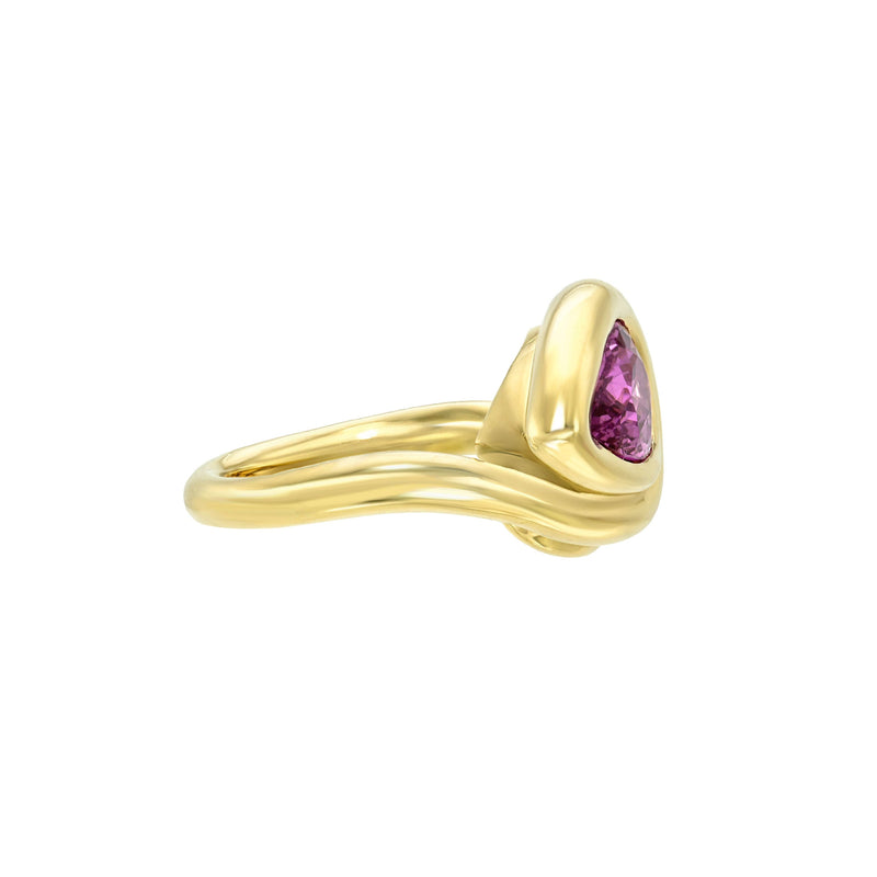 Enigma Water Drop Pink Sapphire Ring by Logan Hollowell Jewelry
