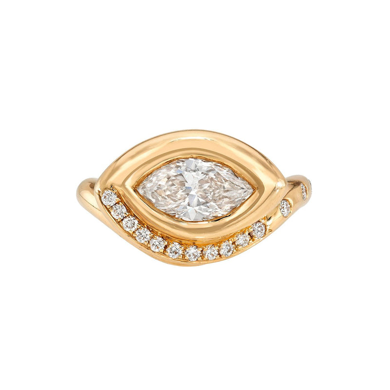 Enigma Eye Marquise Diamond Ring with Pavé Diamonds Rose Gold 2.5 by Logan Hollowell Jewelry