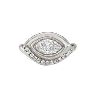 Enigma Angel Eye Marquise Diamond Ring with Pavé Diamonds White Gold 2.5 by Logan Hollowell Jewelry