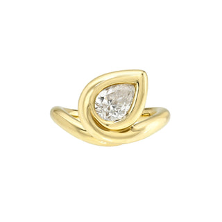 Enigma Petite Water Drop Diamond Ring Yellow Gold 2.5 by Logan Hollowell Jewelry