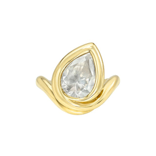 Enigma Rustic Pear Diamond Ring Yellow Gold 6 by Logan Hollowell Jewelry