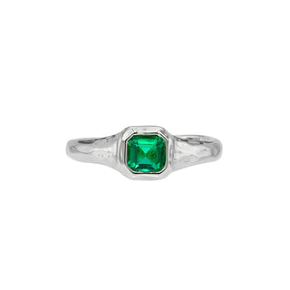 Petite Zambian Emerald River Ring White Gold 3 by Logan Hollowell Jewelry