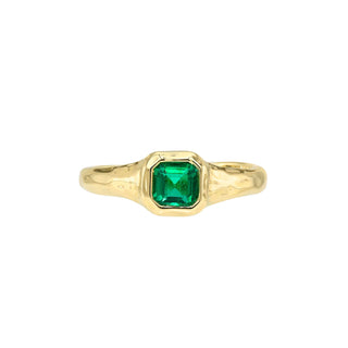 Petite Zambian Emerald River Ring Yellow Gold 3 by Logan Hollowell Jewelry