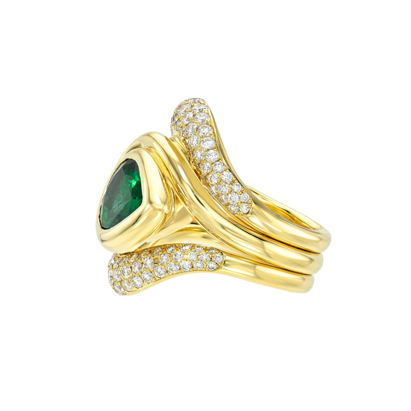 Enigma Emerald Double Pavè Diamond Band Ring by Logan Hollowell Jewelry