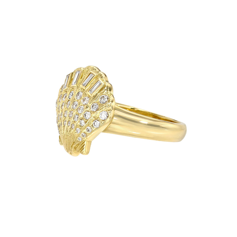 Diamond Shell Ring by Logan Hollowell Jewelry