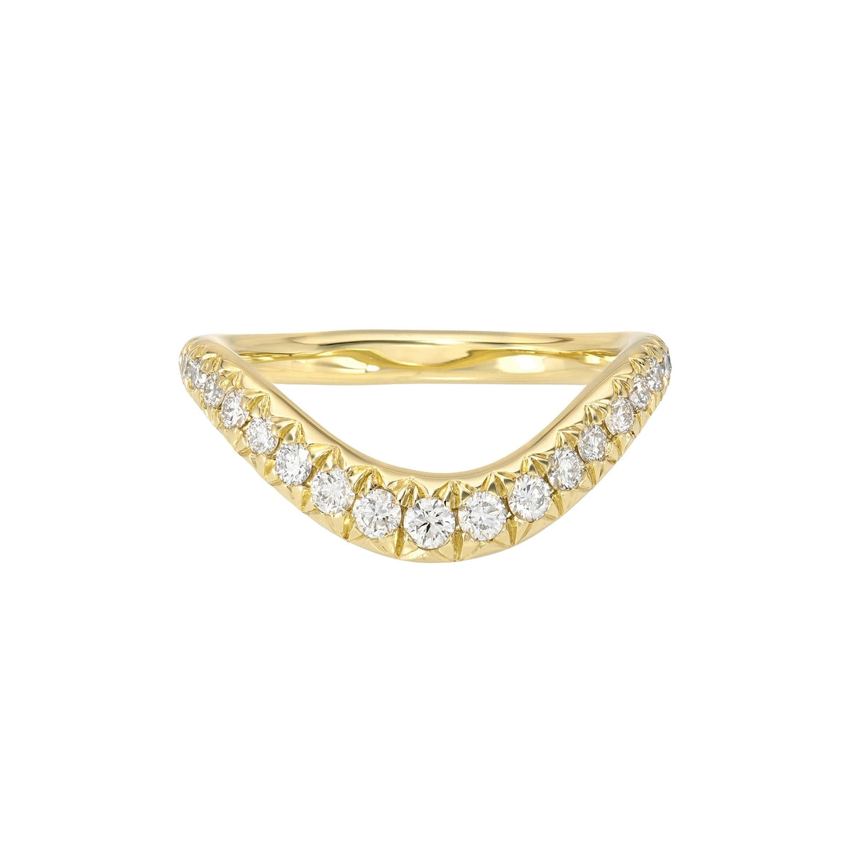 Enigma French Pavé Diamond Band Yellow Gold 3 14K by Logan Hollowell Jewelry