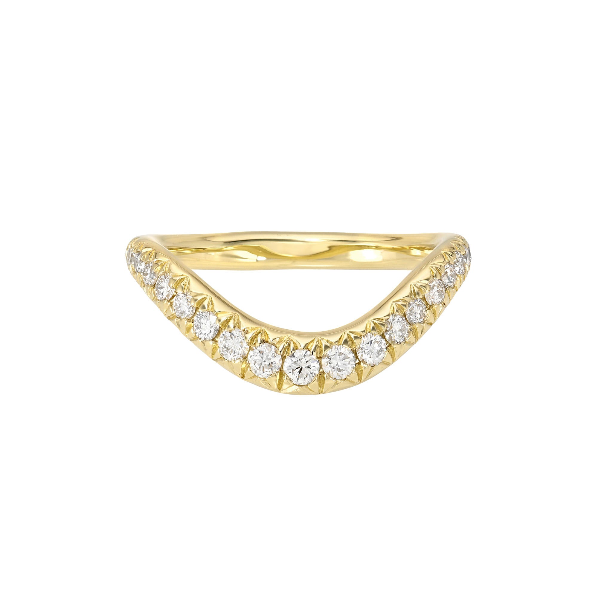 Enigma French Pavé Diamond Band Yellow Gold 3 14K by Logan Hollowell Jewelry