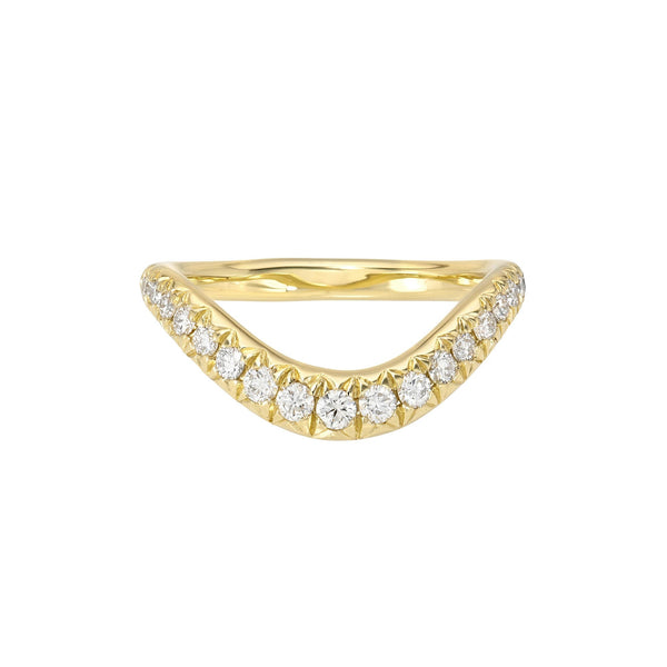 Enigma French Pavé Diamond Band Yellow Gold 3 14K by Logan Hollowell Jewelry