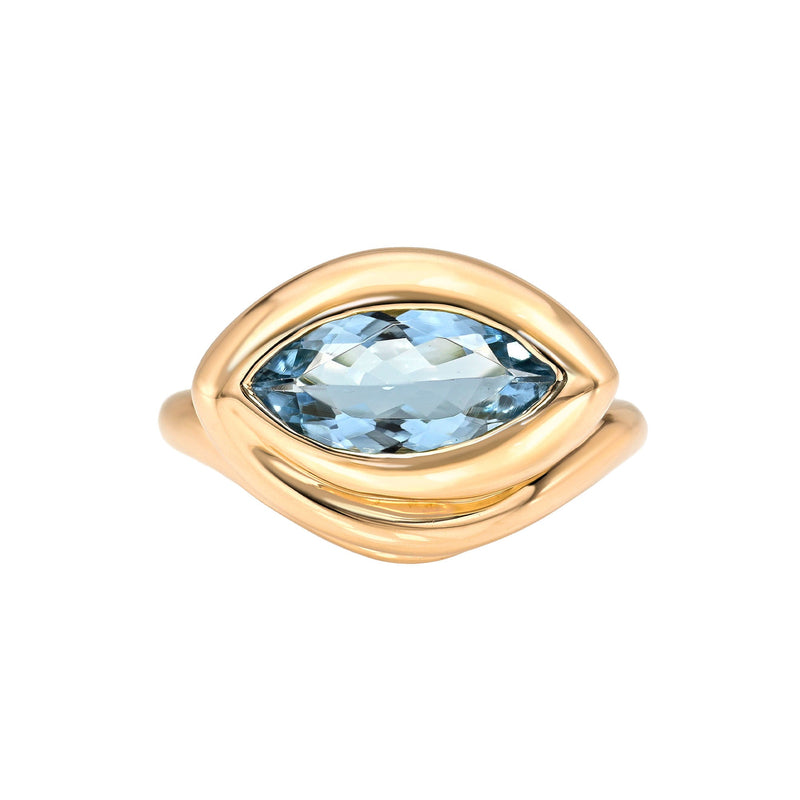 Enigma Eye Marquise Aquamarine Ring Rose Gold 3 by Logan Hollowell Jewelry