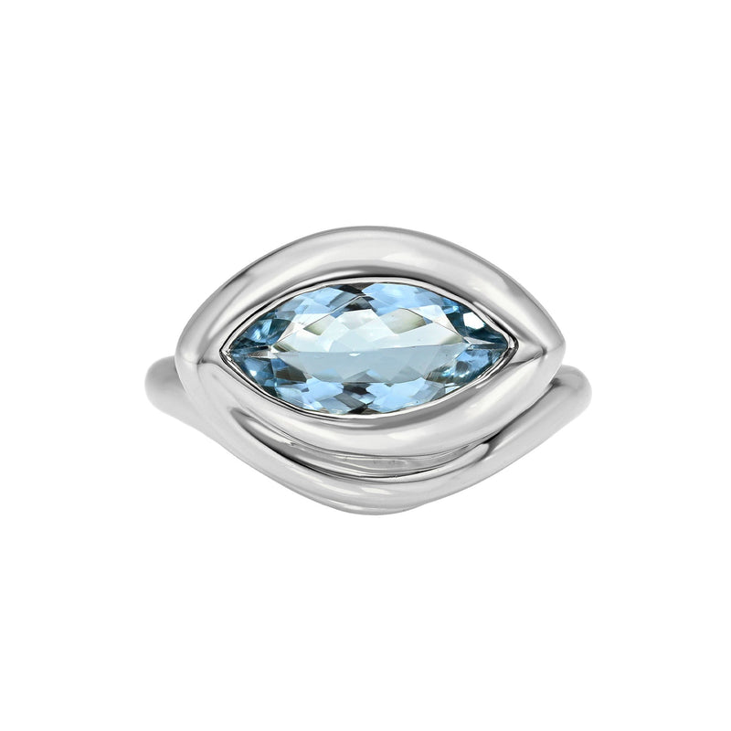 Enigma Eye Marquise Aquamarine Ring White Gold 3 by Logan Hollowell Jewelry